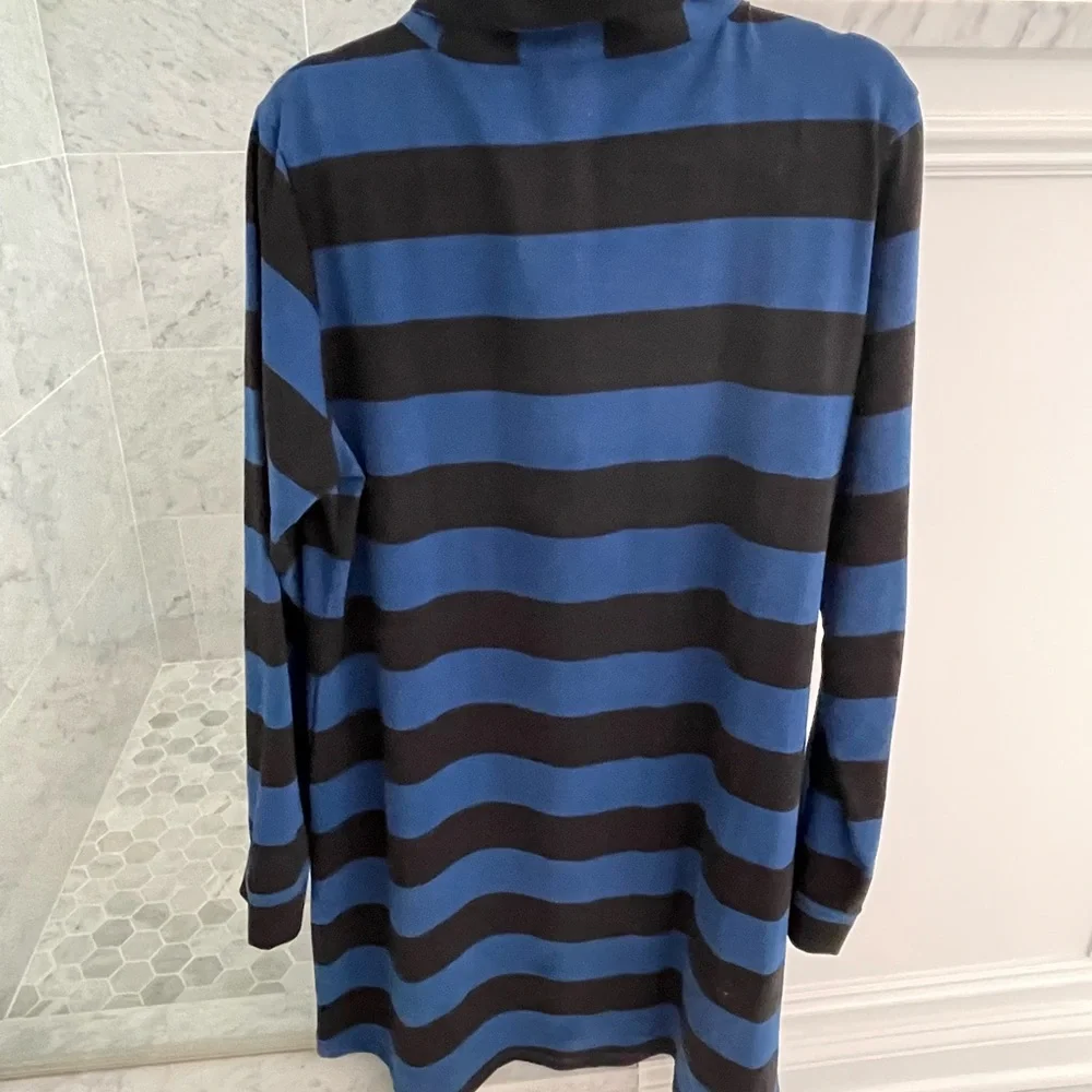 Duffield Lane Blue and Black Striped Polo Dress - Picture 2 of 2